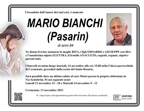 onoranze funebri recchia|Mario Bianchi Necrologio in Menaggio a RECCHIA CARELLA。